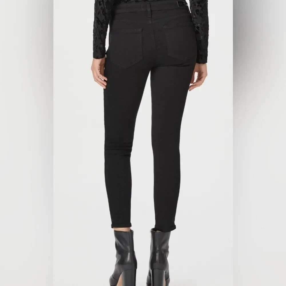 Paige Verdugo Crop Skinny Jeans Womens 24 Black Denim Stretch Mid Rise Transcend